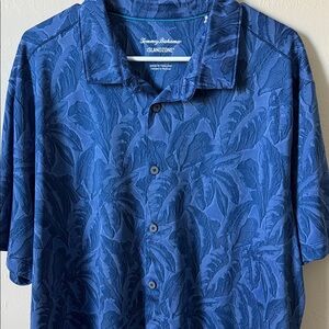 Tommy Bahama IslandZone Blue Leaf Pattern Shirt